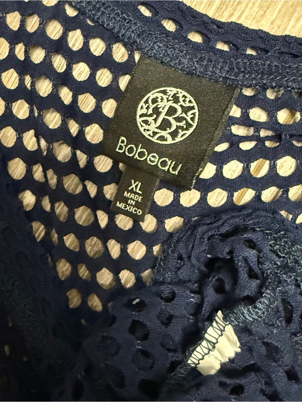 #18)  bobeau Navy Open-Weave Layering Top - Picture 6 of 6